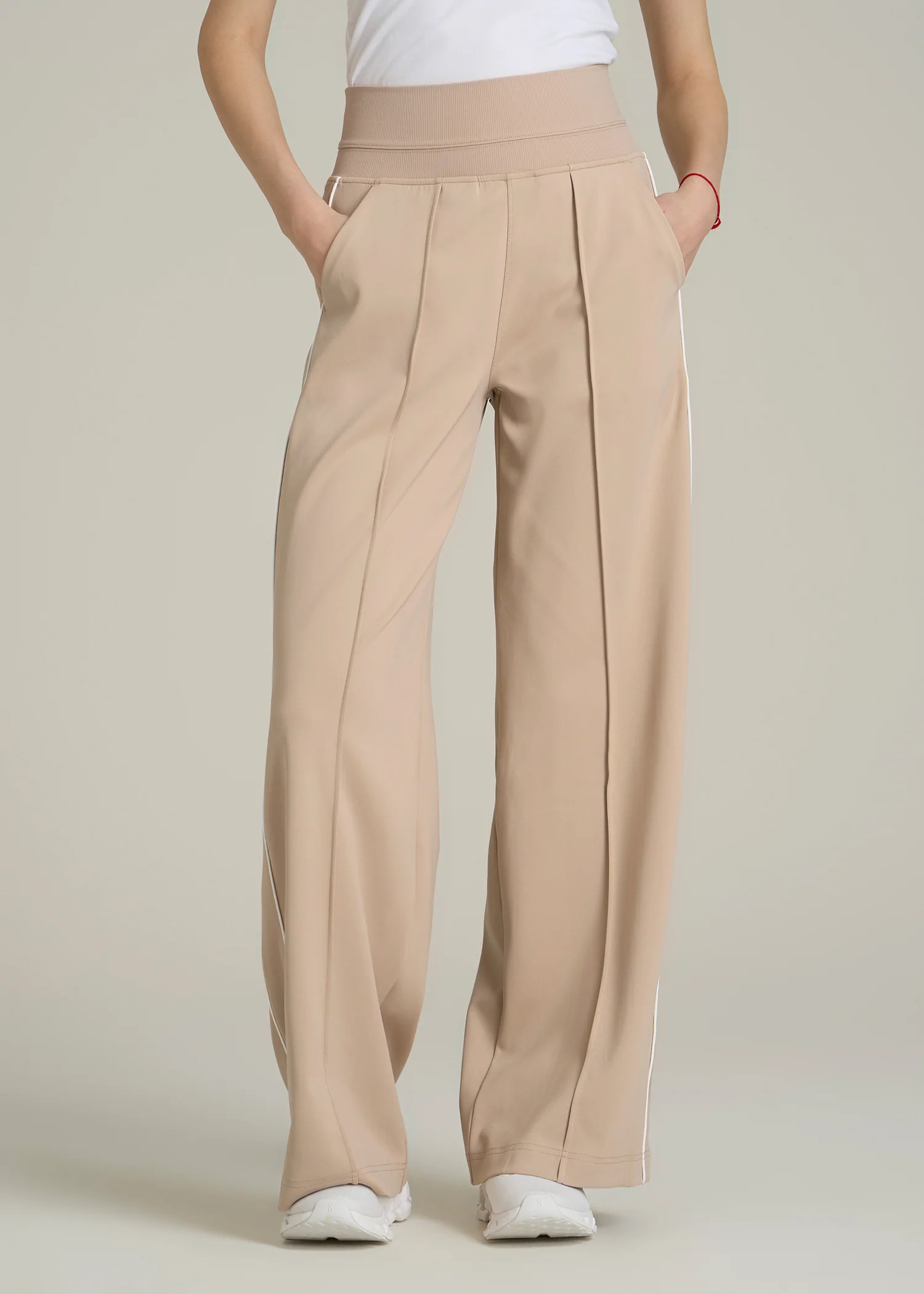 Track Pants with Piping for Tall Women in Clay | American Tall