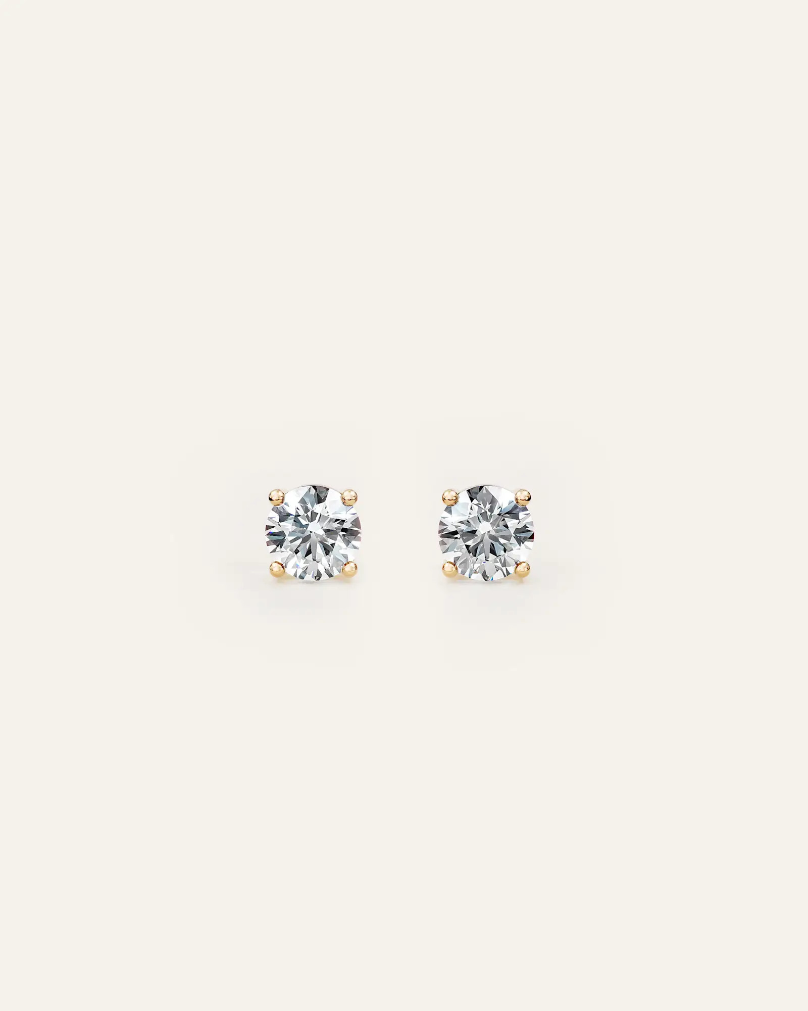 14K Gold Lab Grown Diamond Four-Prong Solitaire Studs - 1ctw | Quince