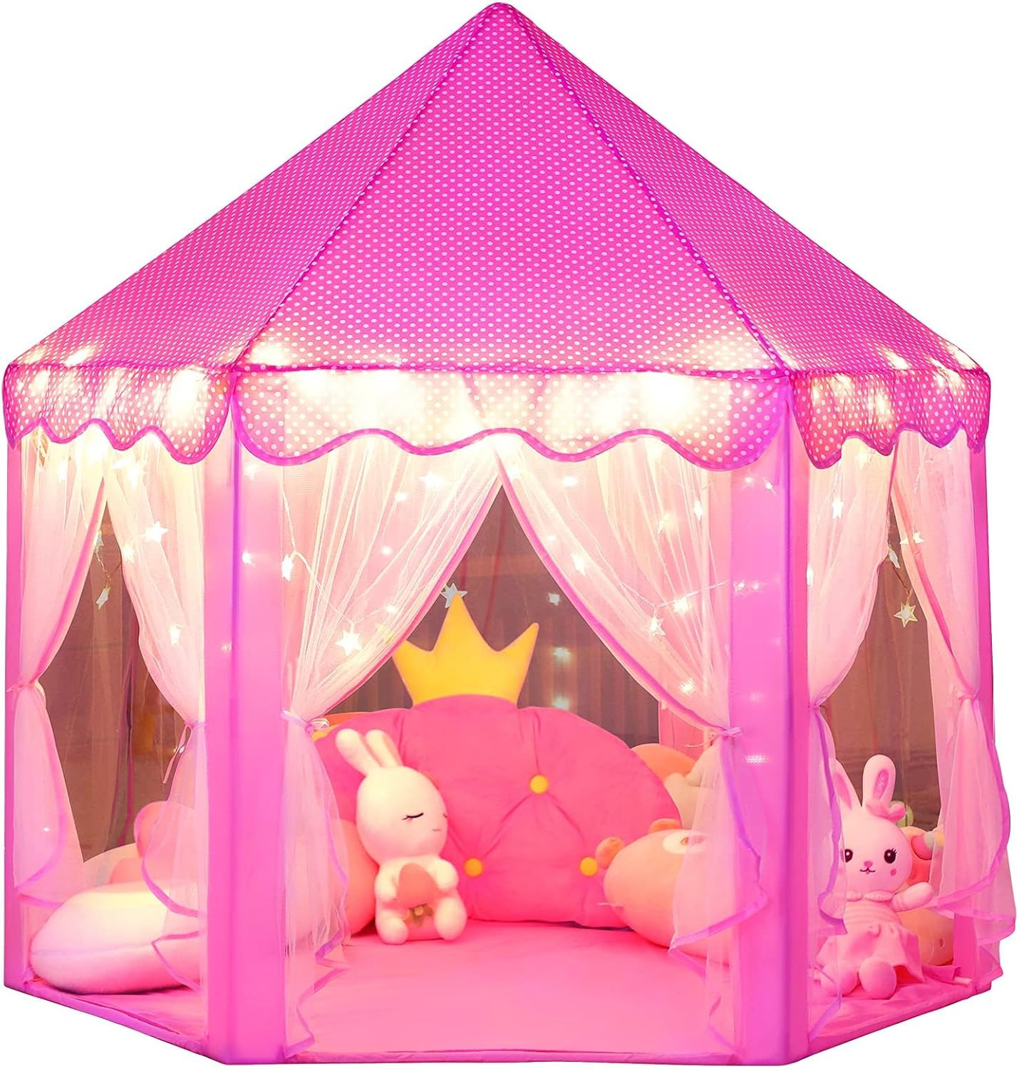 Wilwolfer Princess Tent Girls Play Tent Kids Indoor Castle Play House, Pink | Amazon (US)