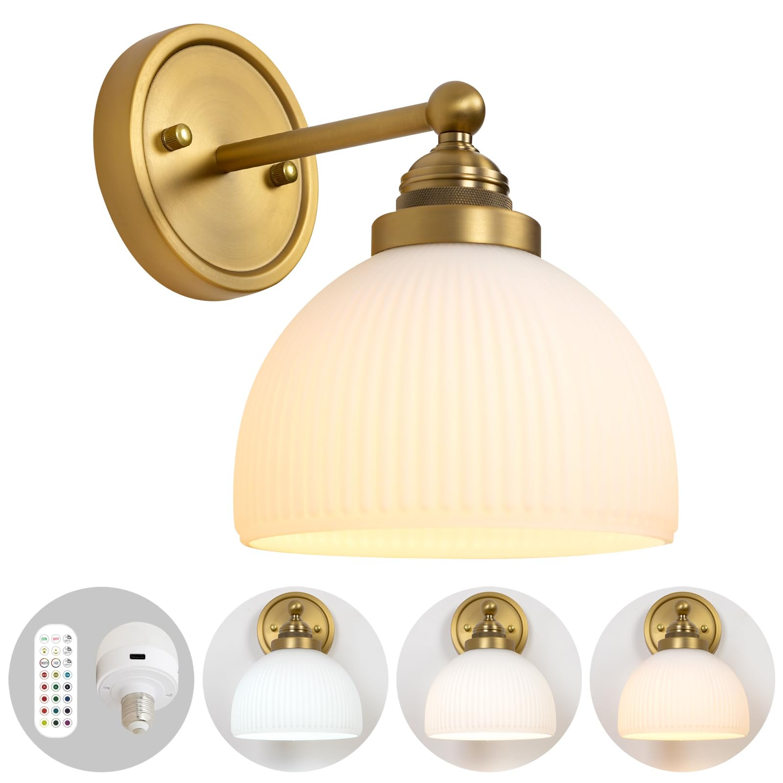 HEQIQEH Vintage Rechargeable Battery Operated Sconce Wall Lighting with Remote Control, Dimmable ... | Amazon (US)