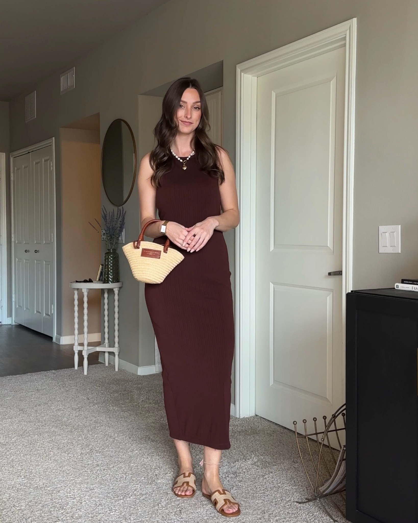 casual summer outfit - tank mxi dress, raffia handbag, raffia sandals, neutral style

#LTKShoeCrush #LTKFindsUnder100 #LTKItBag