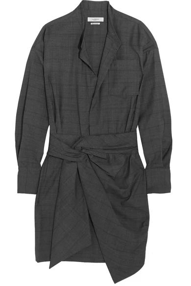 Isabel Marant Étoile - Nolla Knotted Plaid Wool Mini Dress - Gray | NET-A-PORTER (US)