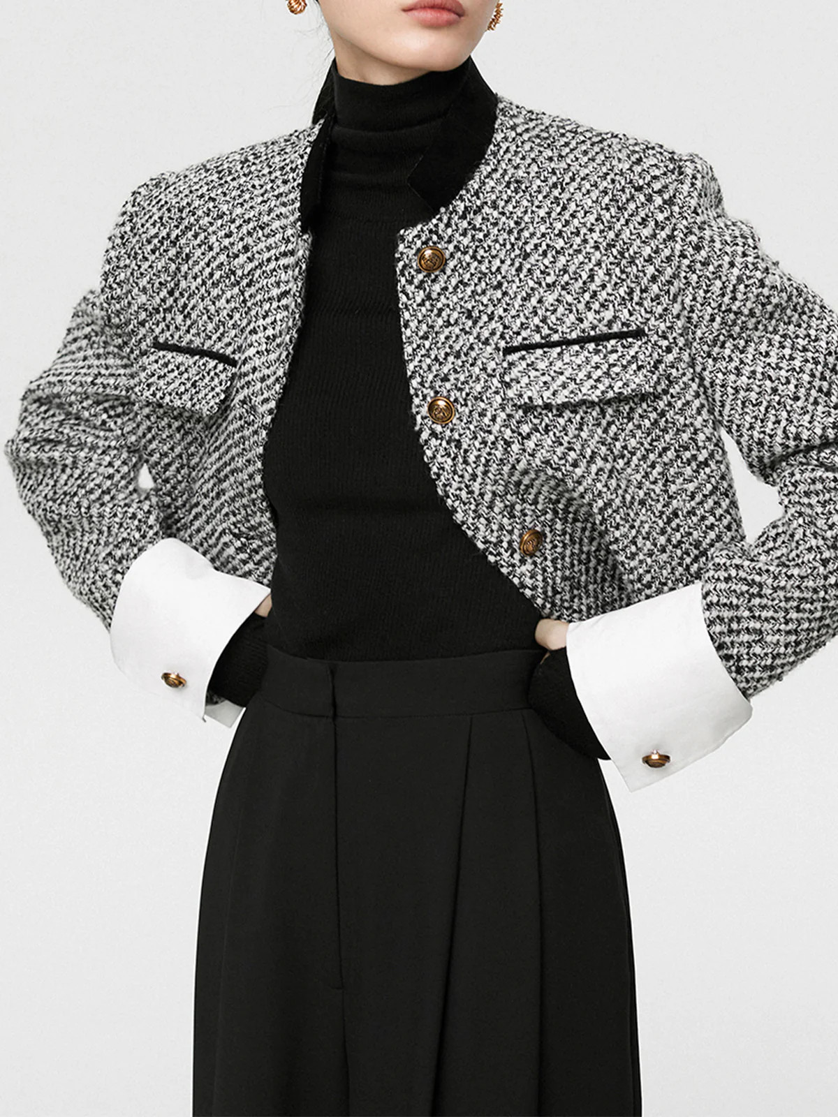 Tweed Boucle Crop Blazer | Commense