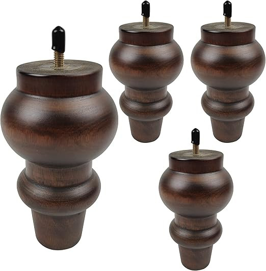 Couch Legs 6 inch Wood bun Furniture feet Set of 4 for Sofa Armchair Ottoman Coffee Table etc wit... | Amazon (US)
