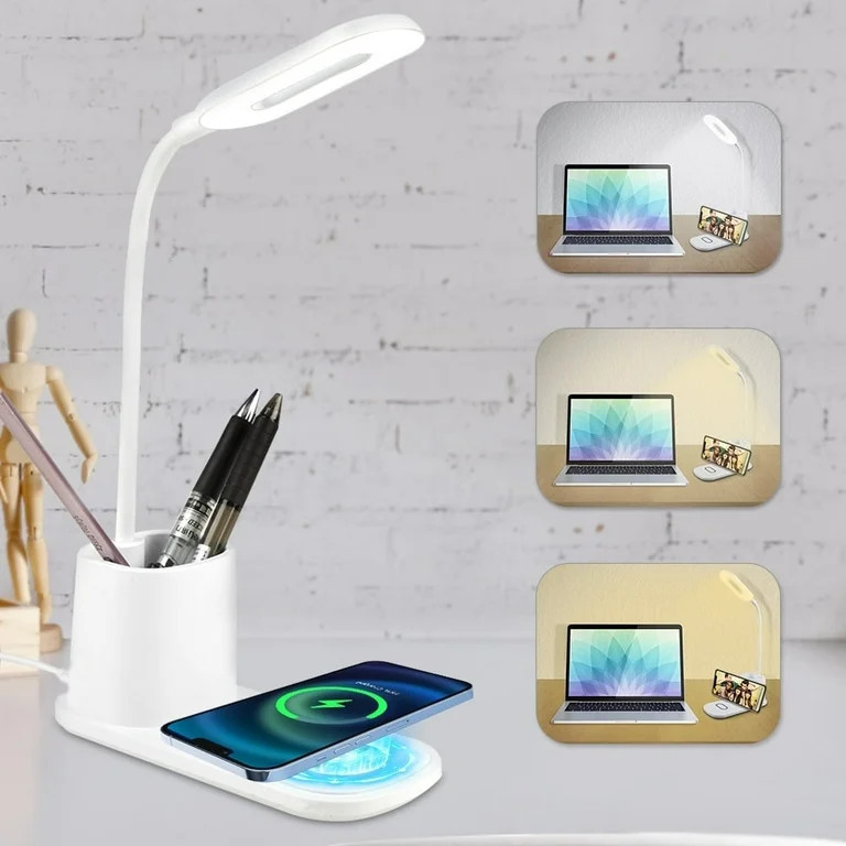 BCOOSS Led Desk Lamp for an Office in Home with Pen Holder and Wireless Charger- 3 Modes Dimmable... | Walmart (US)