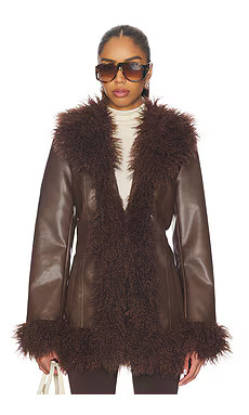 MORE TO COME Athena Shaggy Jacket in Brown from Revolve.com | Revolve Clothing (Global)