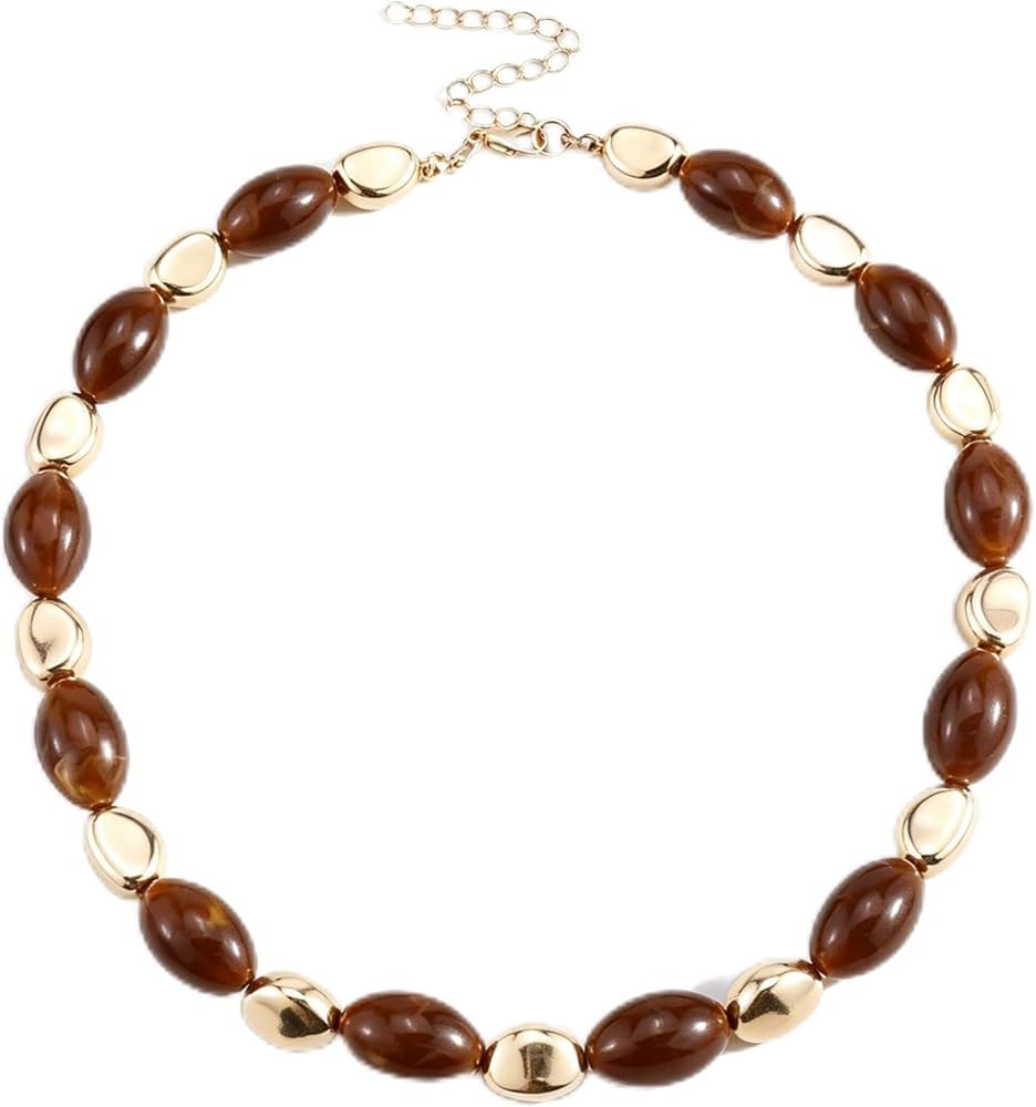Color Beaded Necklaces for Women: Easy-to-use sliding knot or extension chain allows you to custo... | Amazon (US)
