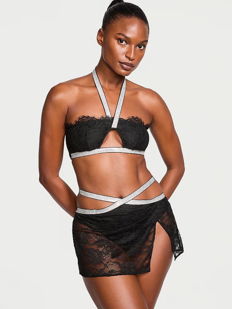 Buy Shine Strap Halter Bralette & Mini Skirt Set - Order Cami Sets online 1124493500 - Victoria's... | Victoria's Secret (US / CA )
