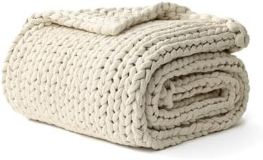 YnM Cotton Weighted Blanket, Handmade Chunky Knitted Design, Soft and Cozy, Temperature Regulatin... | Amazon (US)