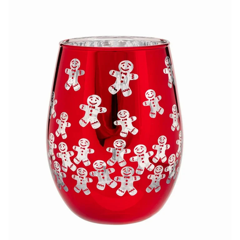 Stemless Gingerbread Man Wine Glass 17.5 OZ Holiday Time | Walmart (US)