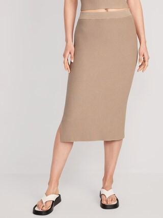 Rib-Knit Midi Skirt for Women | Old Navy (US)