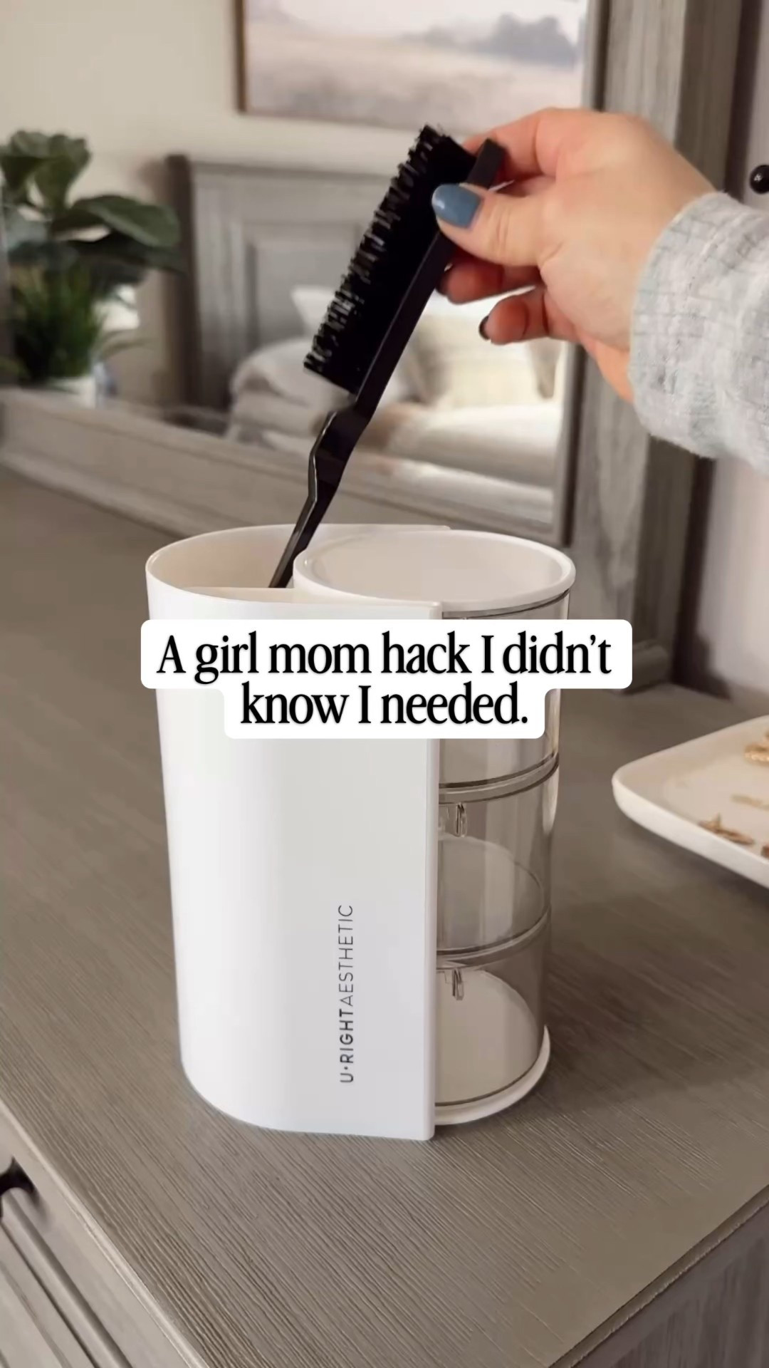 Here’s a girl mom hack I didn’t know I needed! 💕

We do our daughter’s hair on our main floor, and storage in that bathroom is limited. This holds all of her brushes, combs, and hair ties without taking up much space. 👏🏼

What I love most is that I can just pull the whole thing out of the cabinet and set it next to me while I’m doing her hair, so everything I need is right there within reach. No stopping, no searching, no digging for a missing hair tie mid-brush. IYKYK! 🙃

It’s nothing fancy — just a simple setup that makes getting ready feel easier. 

#LTKKids #LTKselfcare #LTKmomlife