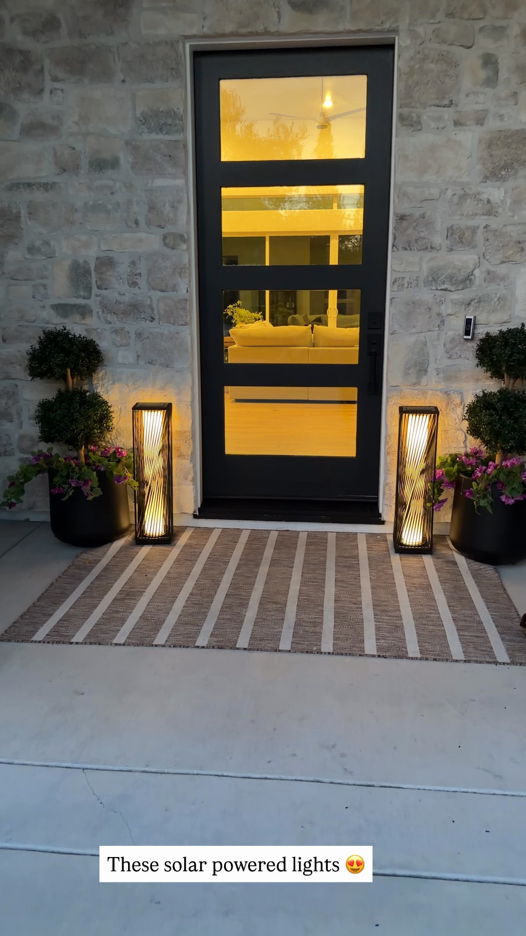 Solar powered lights from Amazon for our front porch!