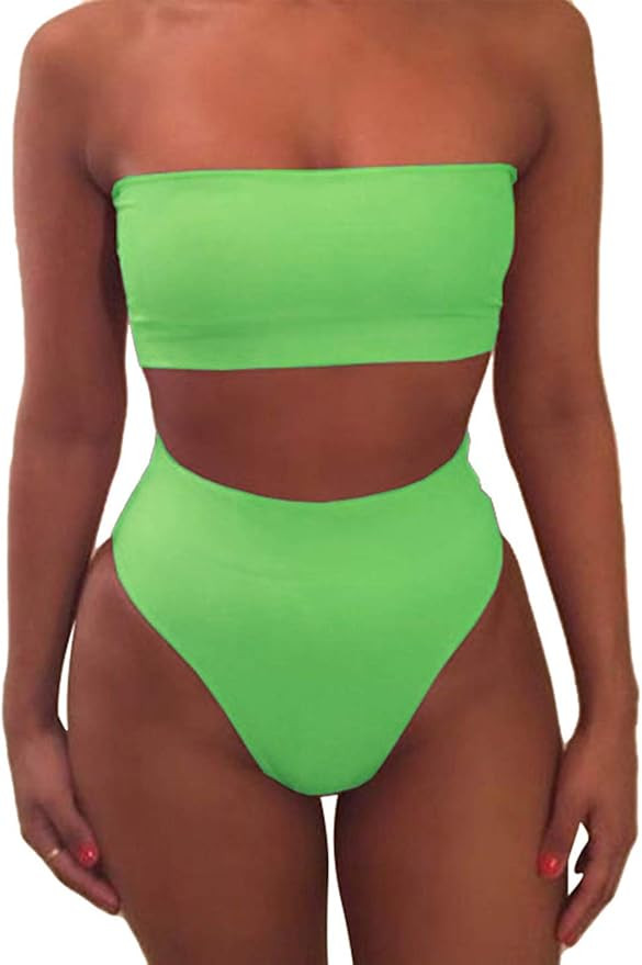 Pink Queen Women's Removable Strap Wrap Pad Cheeky High Waist Bikini Set Swimsuit | Amazon (US)