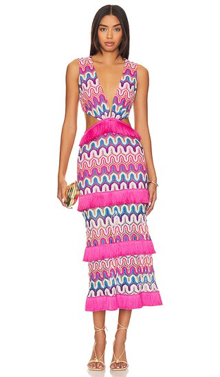 X Alessandra Ambrioso Crochet Cut Out Maxi Dress in Pink Multi | Revolve Clothing (Global)