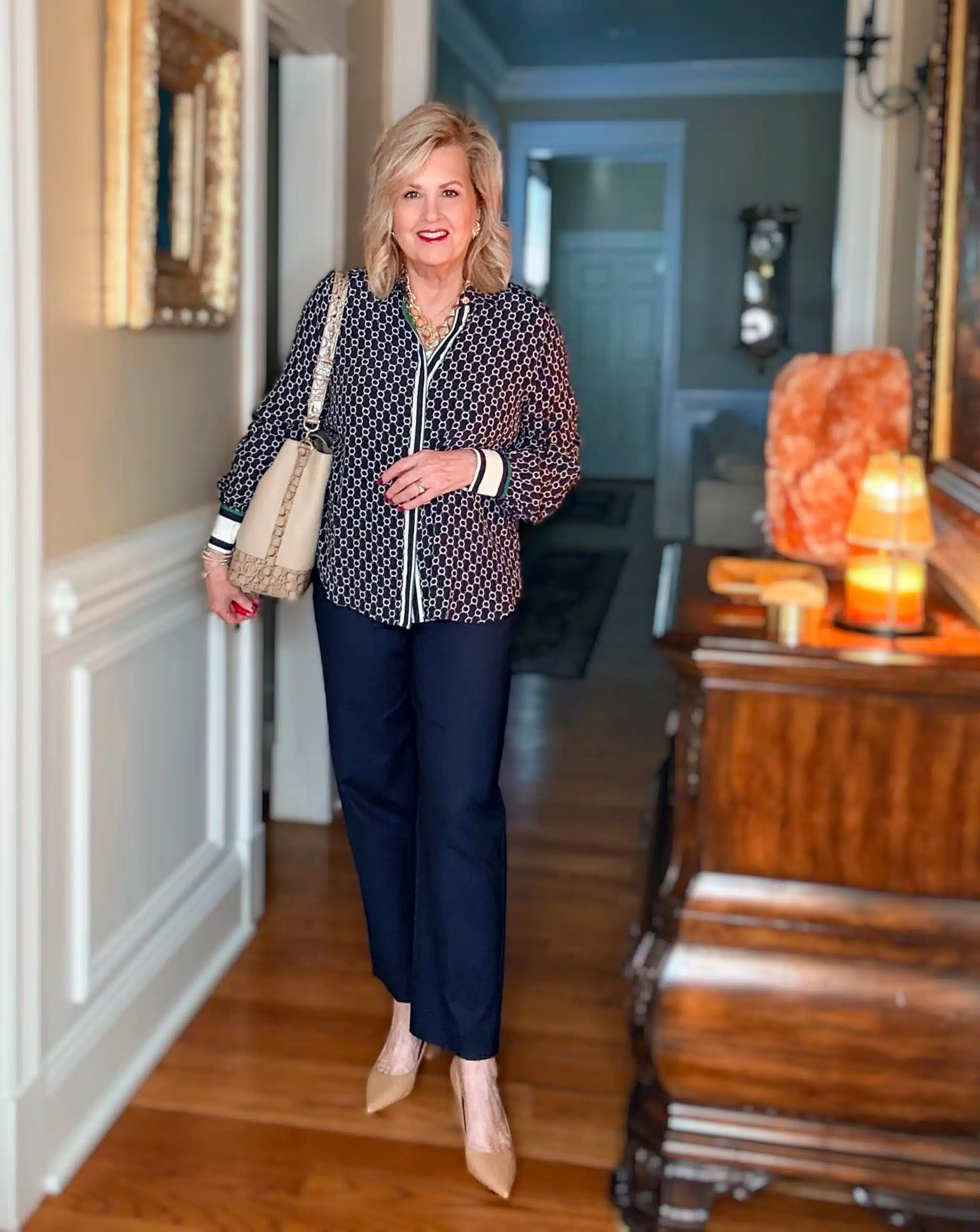 Navy is the new neutral! This look is a little more dressy than the last, but one you can wear to the office or out with friends! Blouse and pants are both size 1. 

#LTKootd #LTKOver40 #LTKWorkwear
