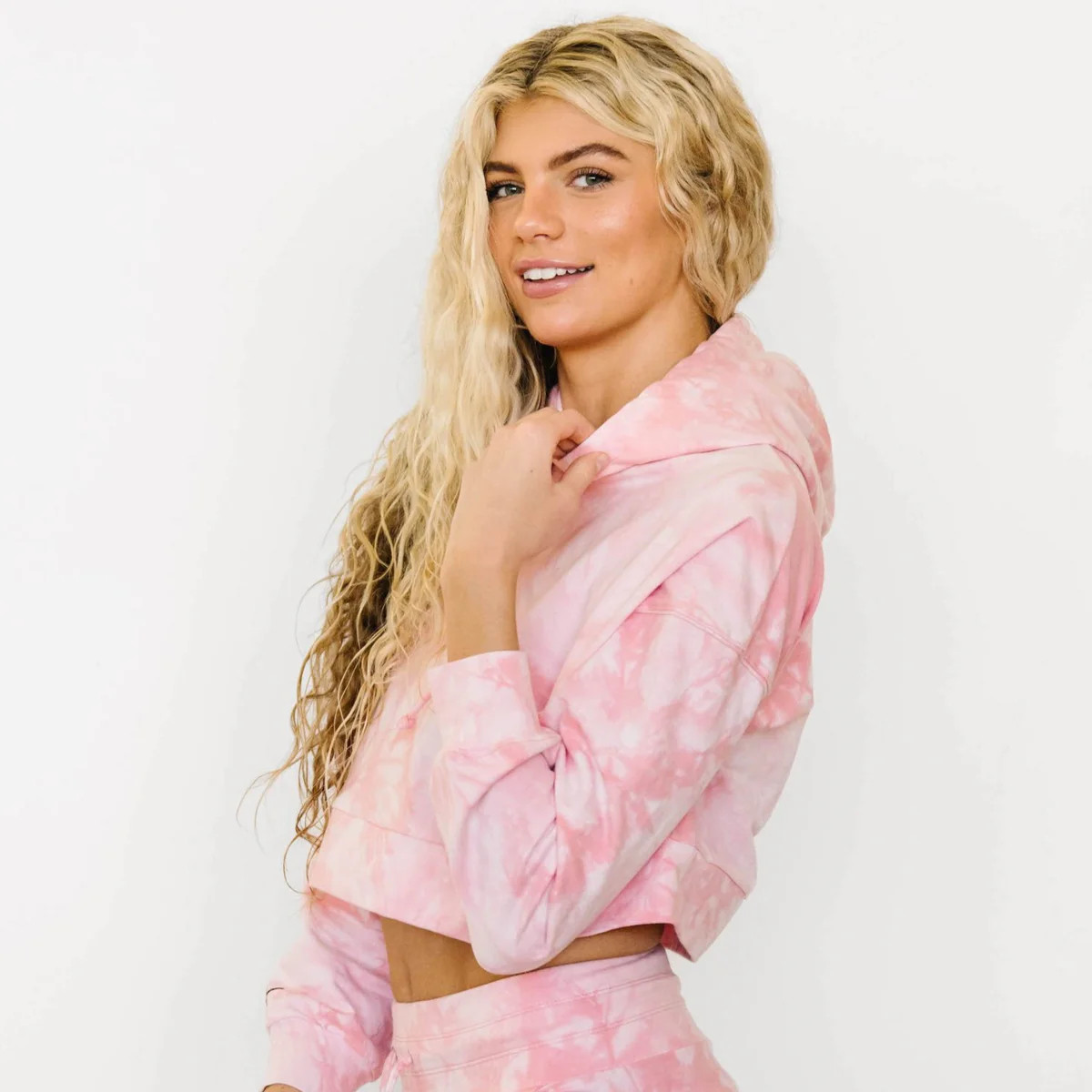Crop Hoodie - Pink Tie Dye | Maven Thread