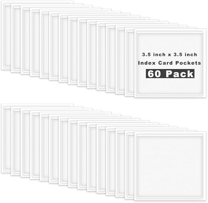 60 Pack Self Adhesive Pockets, Bin Labels for Storage Bins Clear Label Holder Index Card Pockets ... | Amazon (US)