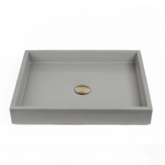 Concrete Vessel Sink, Handmade, Gray Square Design, Sleek and Modern Washbasin for Bathroom, New ... | Etsy (US)