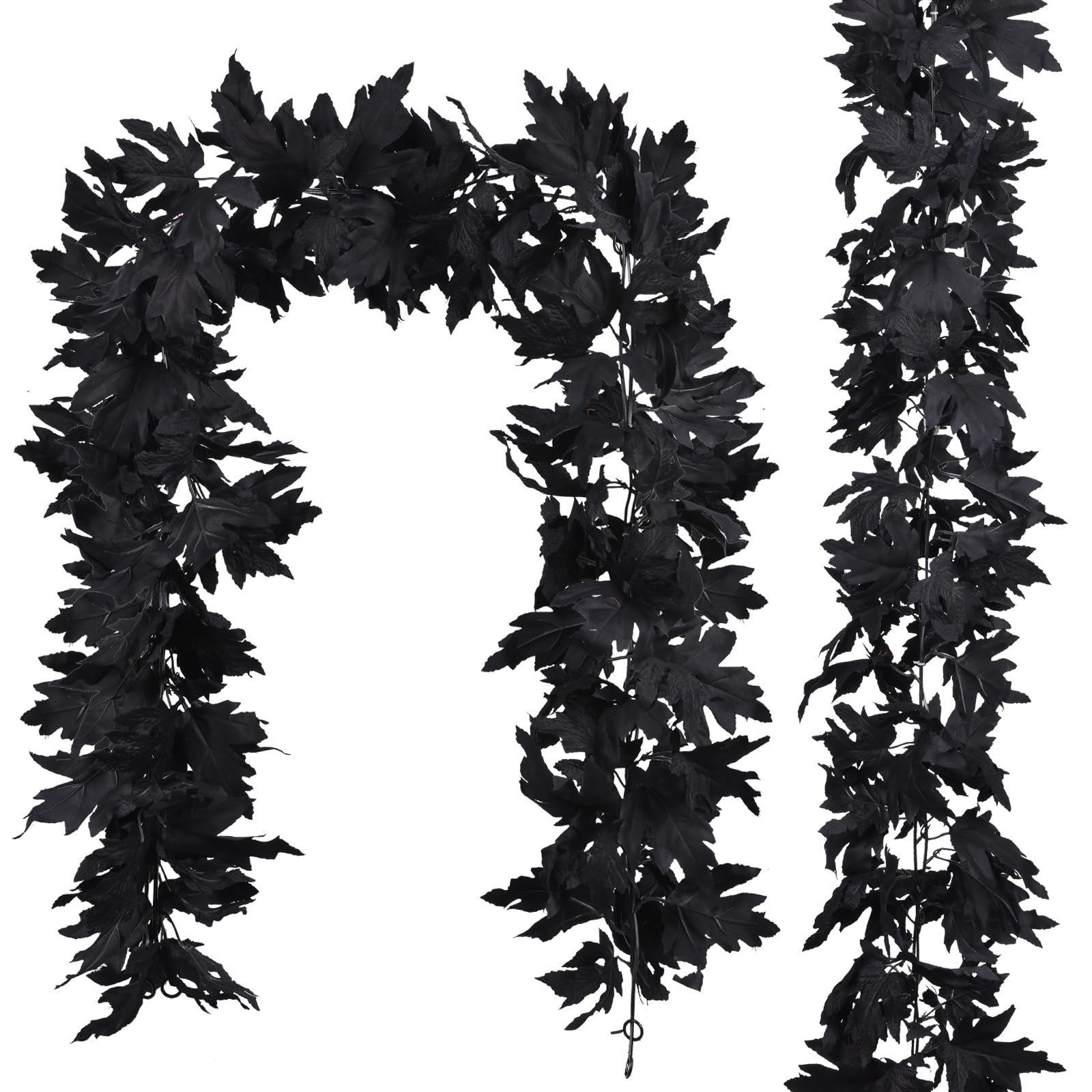 Lvydec 2 Pack Black Halloween Fall Maple Garland - 5.9ft/Piece Artificial Hanging Fall Leave Vine... | Amazon (US)