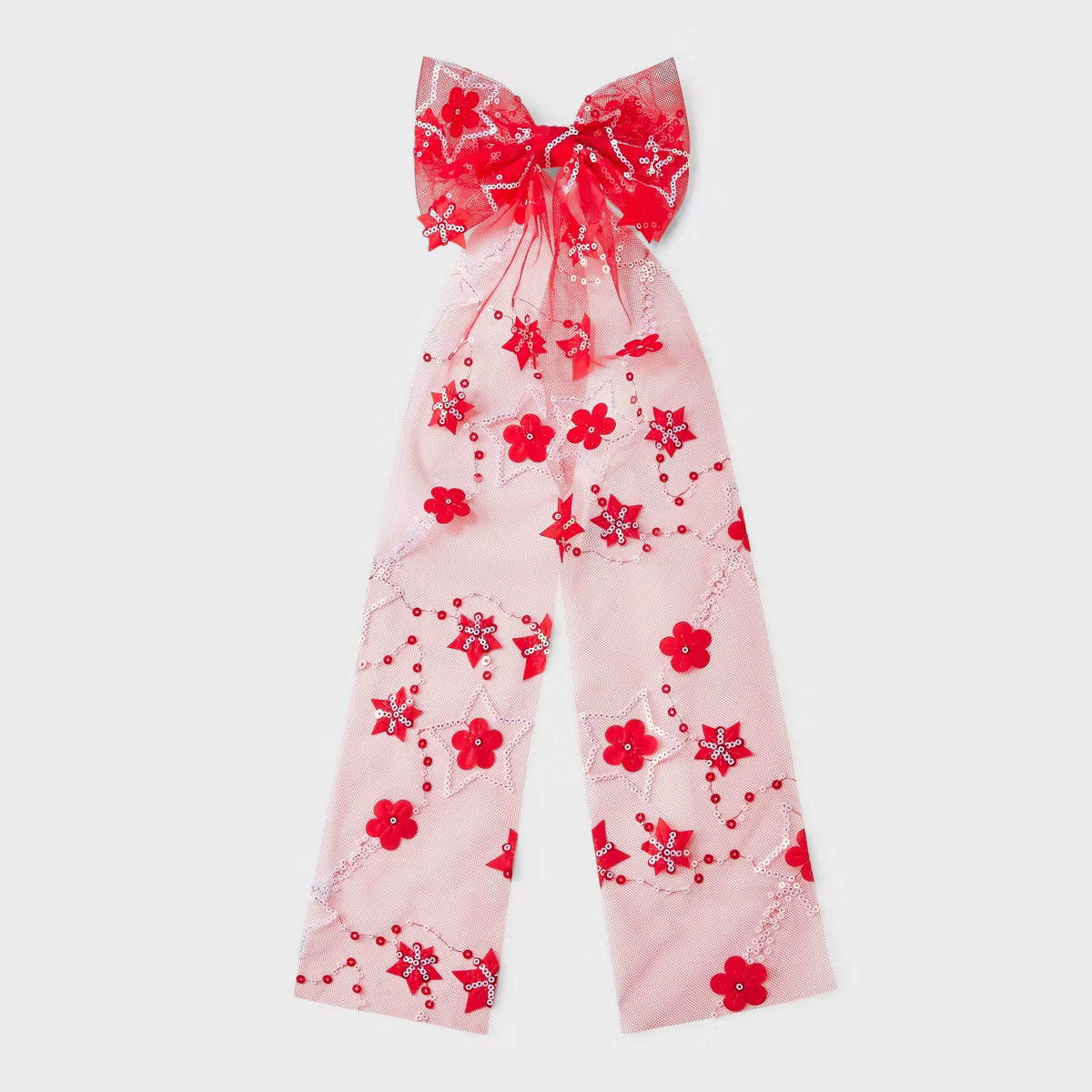 Americana Star Flower Long Hair Bow Barrette - Red/White/Blue | Target