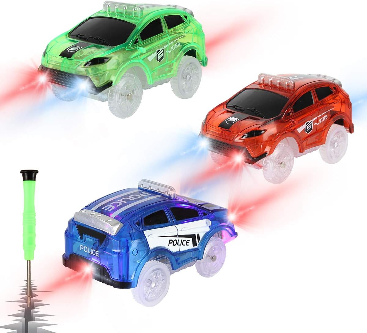 Tracks Cars Only Replacement, Flex Track Race Cars for Magic Tracks Glow in the Dark, LED Lights ... | Amazon (US)