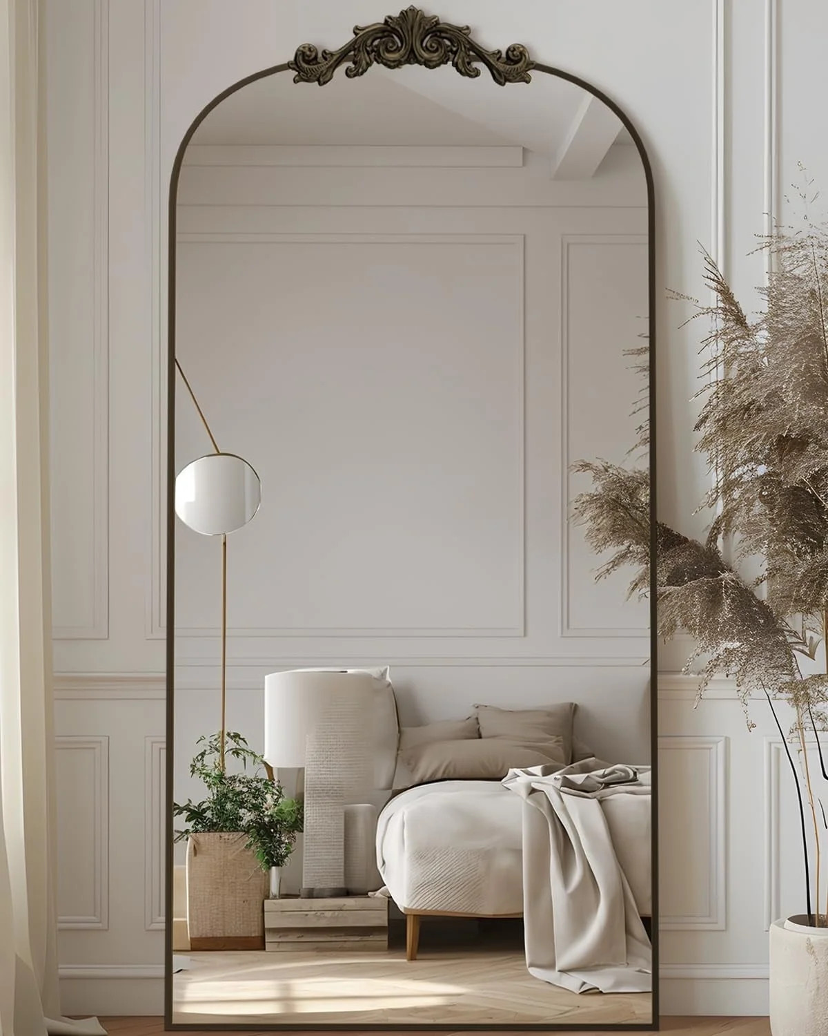 Antok 71"x28" Vintage Arched Full-Length Mirror with Carved Metal Frame, Baroque-Style Floor Mirr... | Walmart (US)