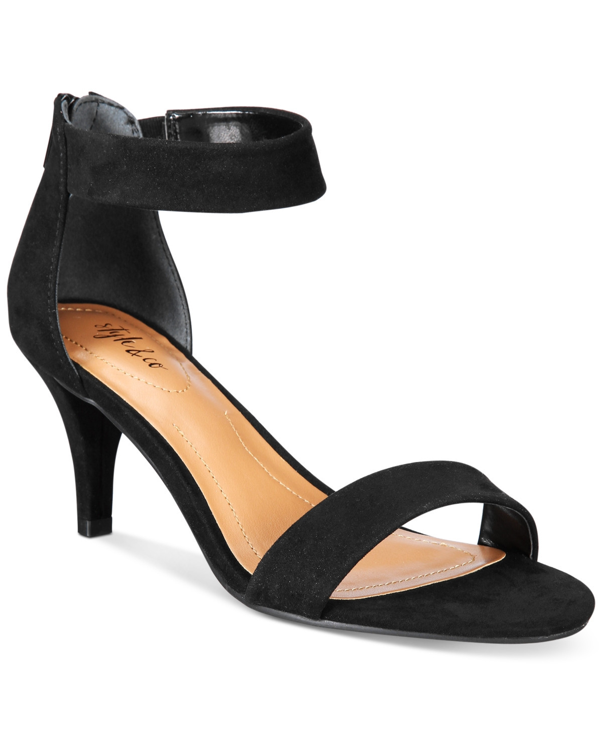 Style & Co Women's Paycee Two-Piece Dress Sandals, Created for Macy's - Black Microsuede | Macy's