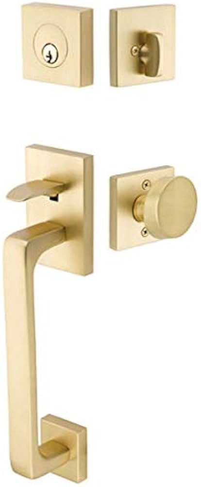 Emtek 4820 Baden Single Cylinder Keyed Entry Round Knob Brass Modern Handleset, Satin Brass Finis... | Amazon (US)