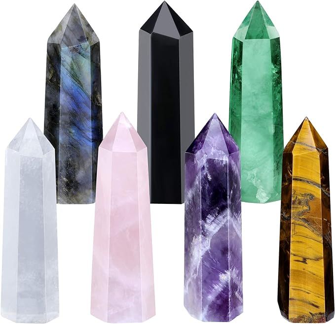 CrystalTears Healing Crystal Wands 2.5" Hexagonal Faceted Quartz Crystals Stones Points Gemstone ... | Amazon (US)