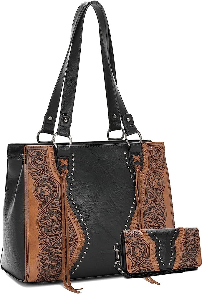 Trinity Ranch Tooling Collection Concealed Carry Fringe Tote for Women Fashion Purses Western Should | Amazon (US)