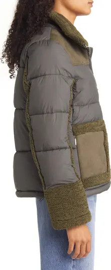 Mixed Media Puffer Jacket with Faux Fur Trim | Nordstrom