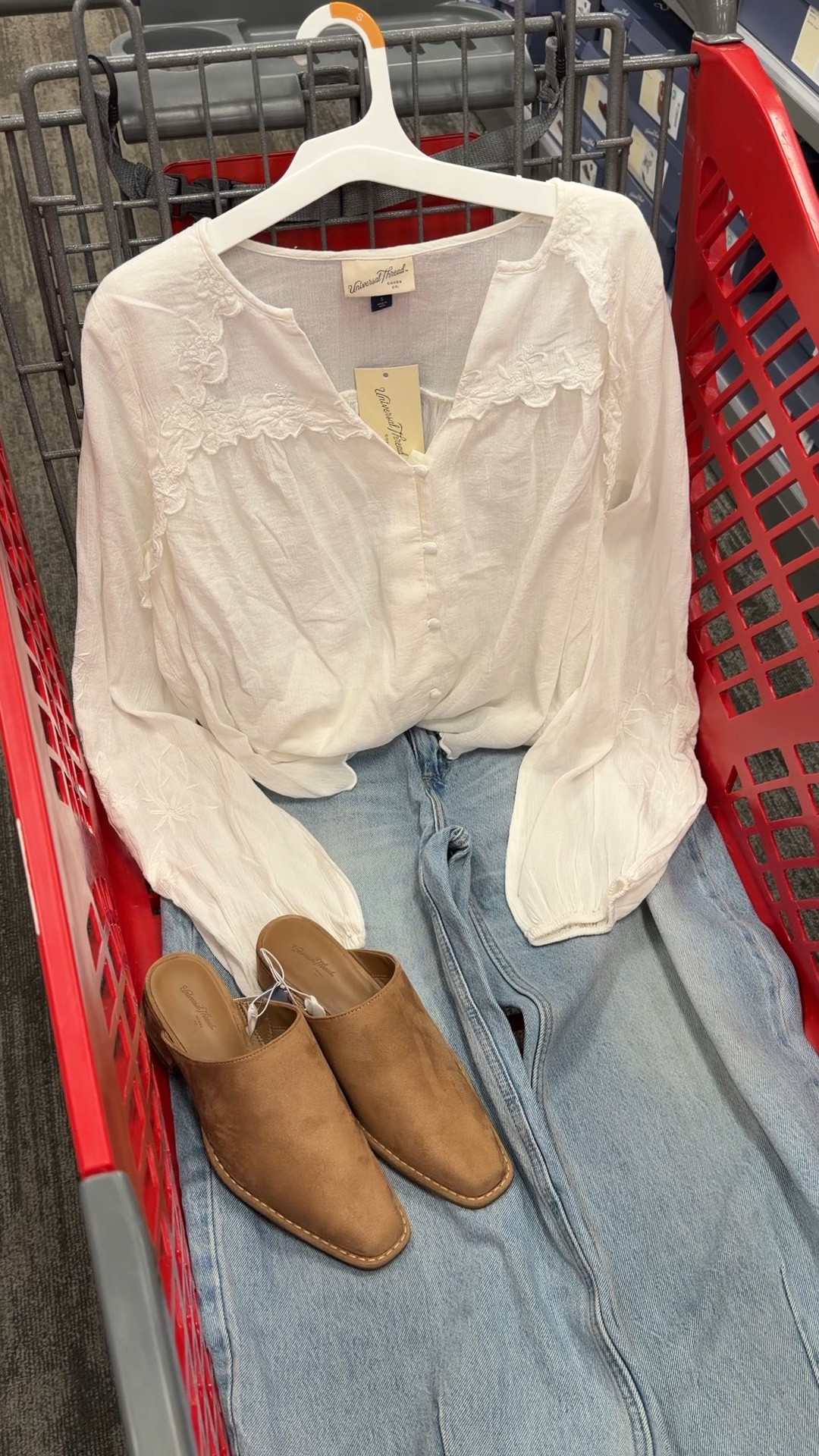 Long sleeve white blouse and barrel jeans outfit idea at Target, shoes aren’t online. #targetstyle