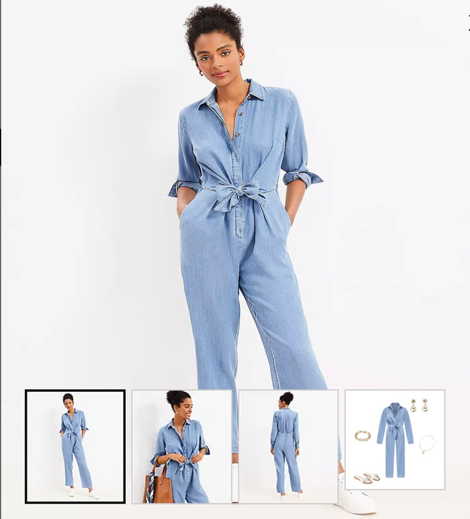 Chambray Tie Front Jumpsuit