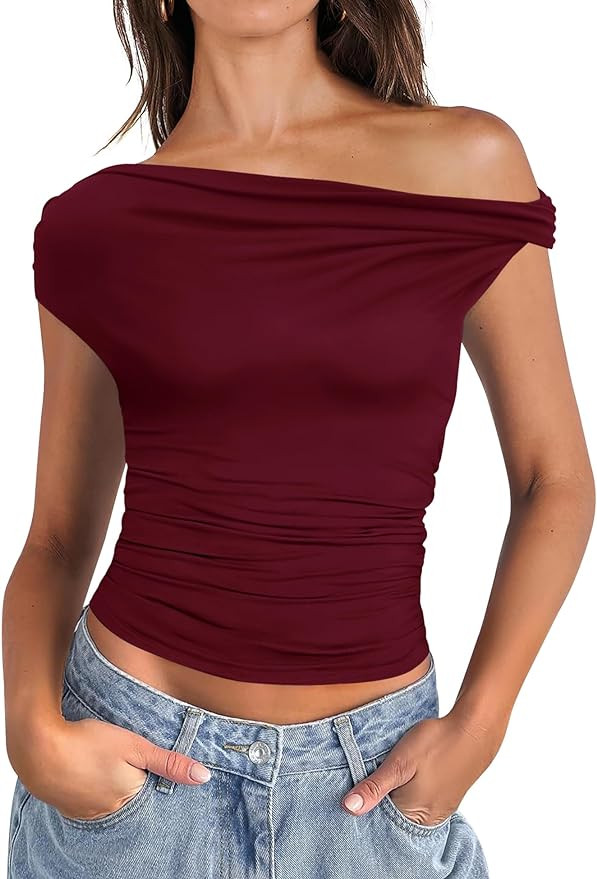 Micoson Womens Off The Shoulder Tops Boat Neck Twist Sleeveless Shirts Going Out Top Slim Fit Sum... | Amazon (US)