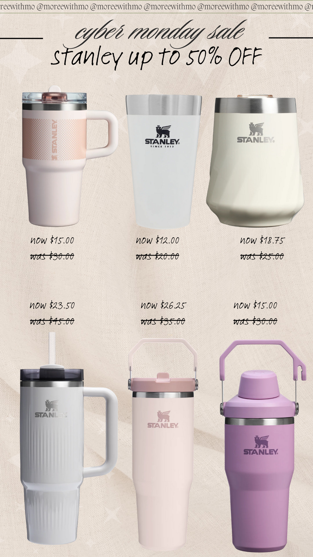 The Stanley Cyber Monday sale is offering up to 50% off select quenchers! Some are as low as $12! the perfect time to stock up on Christmas gifts! 

Gift Guide
Christmas gifts
gifts for him
gifts for her
white elephant
gifts under $25 

 #LTKCyberWeek #LTKGiftGuide #LTKHoliday