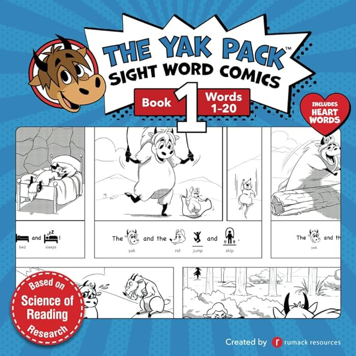 The Yak Pack: Sight Word Stories: Book 1: Comic Books to Practice Reading Dolch Sight Words (1-20... | Amazon (US)