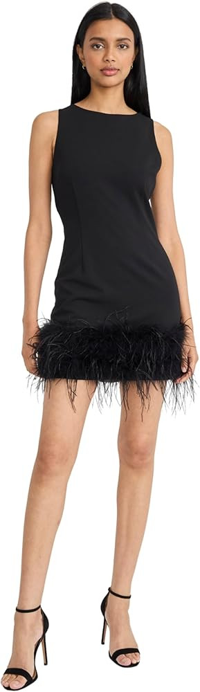Donna Morgan Womens Sleeveless Feather Trim Mini Dress - Bodycon Cocktail Party Dresses | Amazon (US)