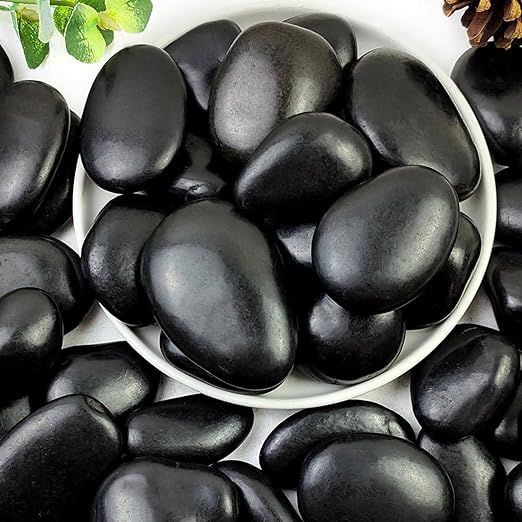 5lbs Black Pebbles for Plants, 2-3 Inch High Polished Natural Large River Rocks for Landscaping, ... | Amazon (US)