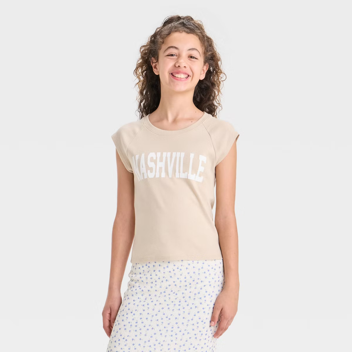 Girls' Raglan Cap Sleeve Graphic T-Shirt - art class™ | Target