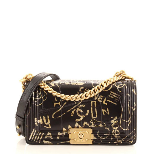 Boy Flap Bag Graffiti Crocodile Embossed Calfskin Old Medium | Rebag