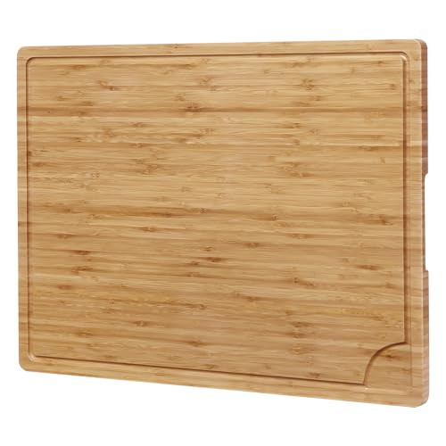 Fashionwu 24 x 18 Inch Wooden Cutting Boards for Kitchen, 60 cm Extra Large Bamboo Cutting Board with Juice Groove, 0.8" Thick Butcher Block for Meat Vegetables, Large Charcuterie Board | Amazon (US)