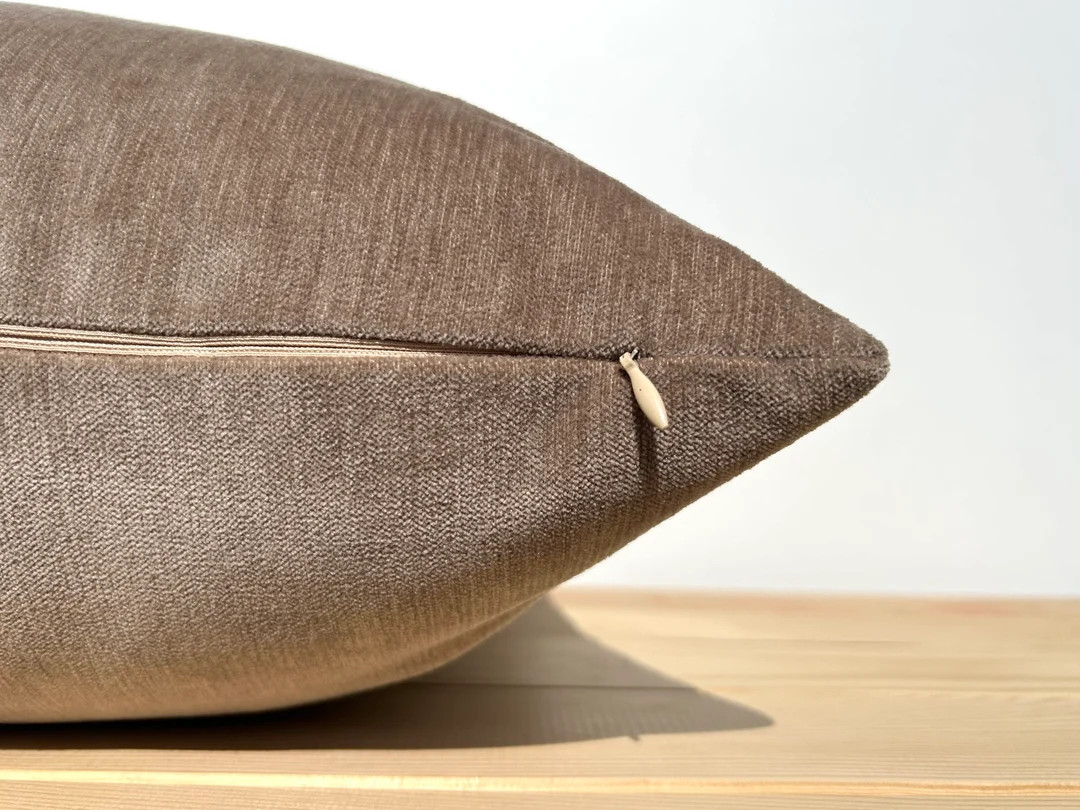 Taupe Brown Chenille Throw Pillow, Light Brown Boho Euro Sham 26x26, Chenille Soft Cushion Cover,... | Etsy (US)