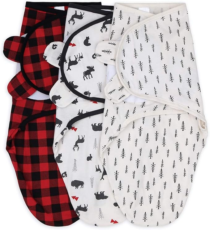 The Peanutshell Baby Swaddle Blankets for Boys or Girls, Woodland Animals & Buffalo Plaid, 3 Pack... | Amazon (US)