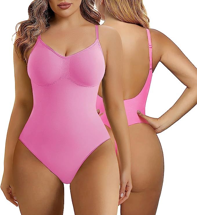 SHAPERX Low Back Bodysuit for Women Tummy Control Shapewear Seamless Sculpting Body Shaper Thong ... | Amazon (US)