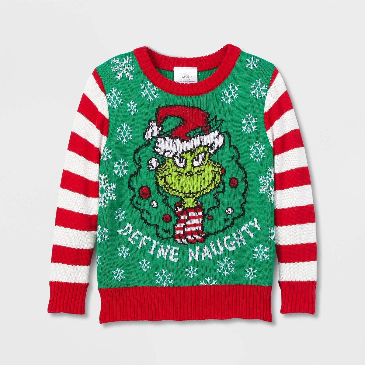 Toddler Boys' The Grinch Define Naughty Knitted Pullover Sweater - Green | Target