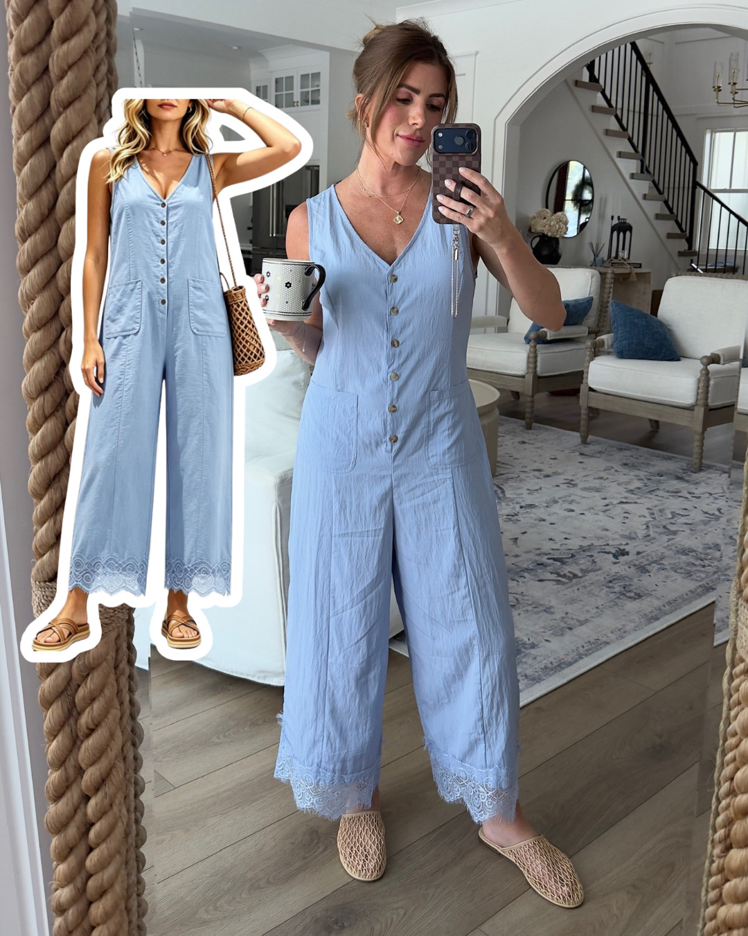 Enjoying a comfy day in this breezy jumpsuit. It's perfect for running errands or a casual brunch!

casual jumpsuit, summer outfit, comfy wear, wide leg jumpsuit, stylish jumpsuit, everyday outfit, summer style, chic jumpsuit, vacation wear, effortless style 

 #LTKootd #LTKOver40 #LTKPetite