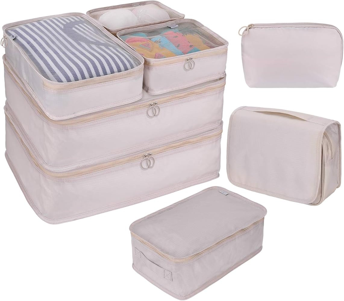 DIMJ Packing Cubes for Travel, 8 Pcs Travel Cubes for Suitcase Lightweight Travel Essential Bag w... | Amazon (US)