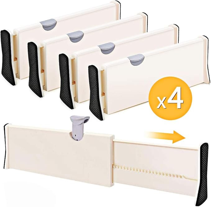 4-Pack Adjustable Drawer Dividers Organizer Separators - Good Grips Dresser Organizer - for Bedro... | Amazon (US)