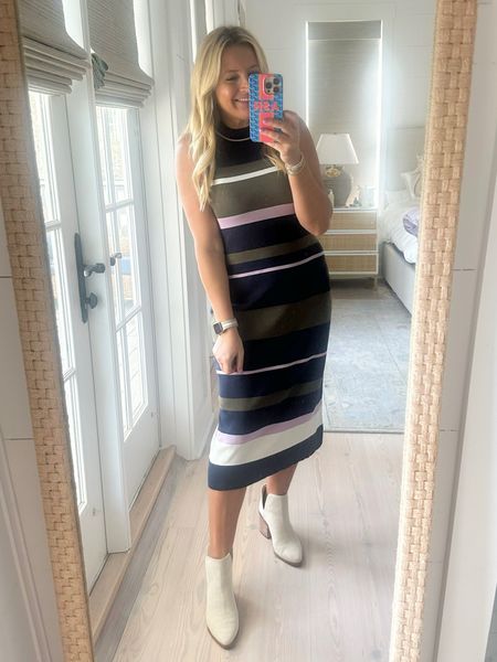 Loving this free assembly dress from @walmartfashion. It’s such a good one. Wearing a size small. Similar booties linked. #walmartpartner #walmartfashion #freeassembly 

#LTKfindsunder50 #LTKover40 #LTKstyletip